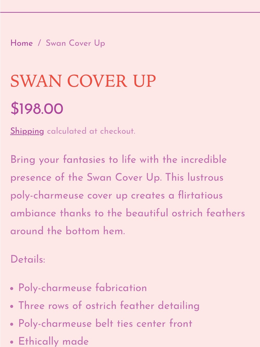 Rya Collection | Charmeuse | Feather Trim Satin Robe | Swan Cover Up | M/L - Picture 11 of 12